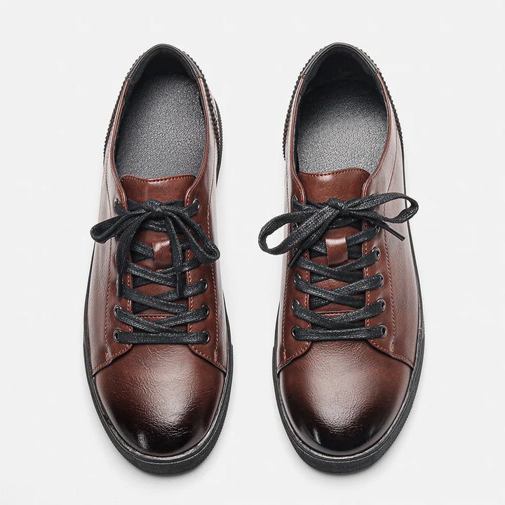 Premium Leather Lace-Up Sneakers