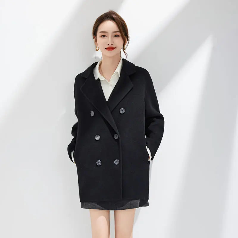 Premium Wool Blend Double-Breasted Coat