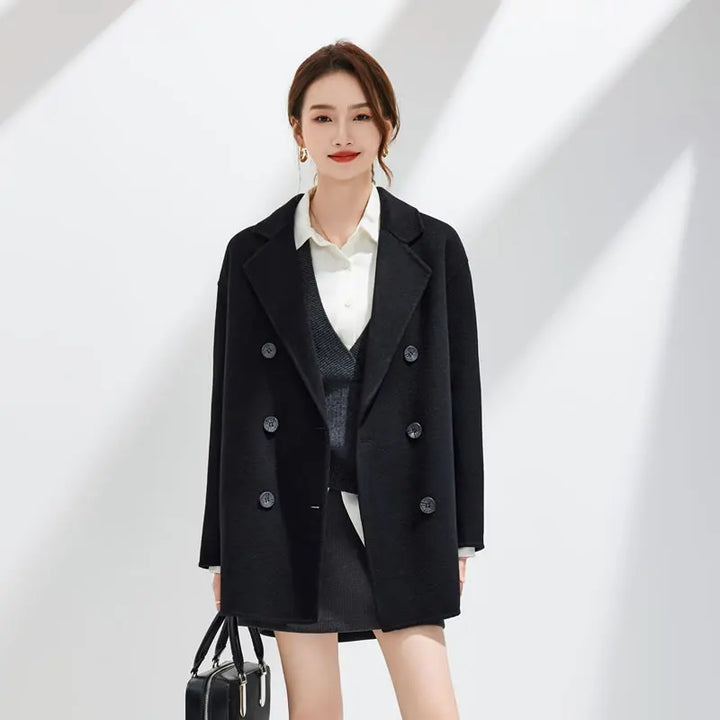 Premium Wool Blend Double-Breasted Coat