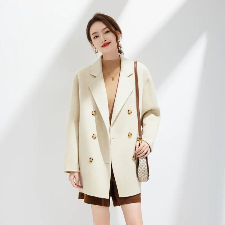 Premium Wool Blend Double-Breasted Coat
