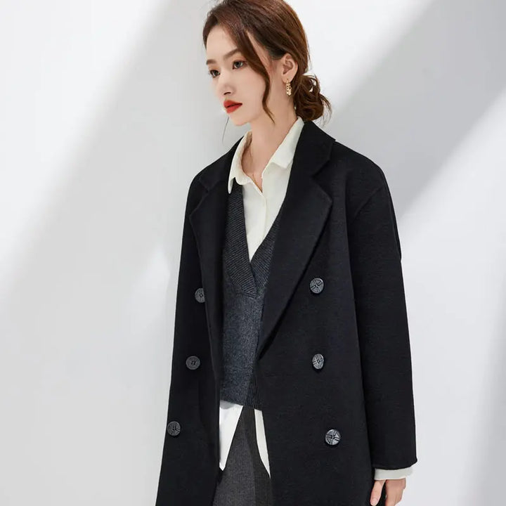Premium Wool Blend Double-Breasted Coat