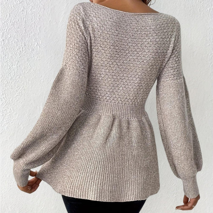 Knit Puff Sleeve Peplum Sweater