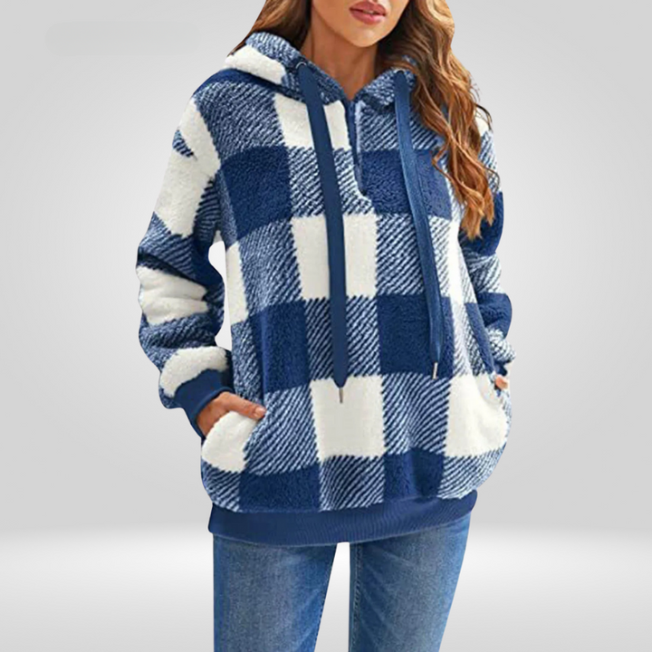 Plaid Fleece Pullover Hoodie