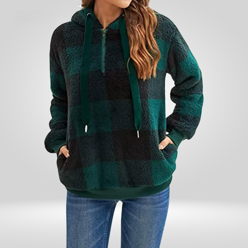 Plaid Fleece Pullover Hoodie