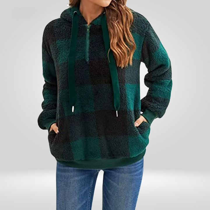 Plaid Fleece Pullover Hoodie