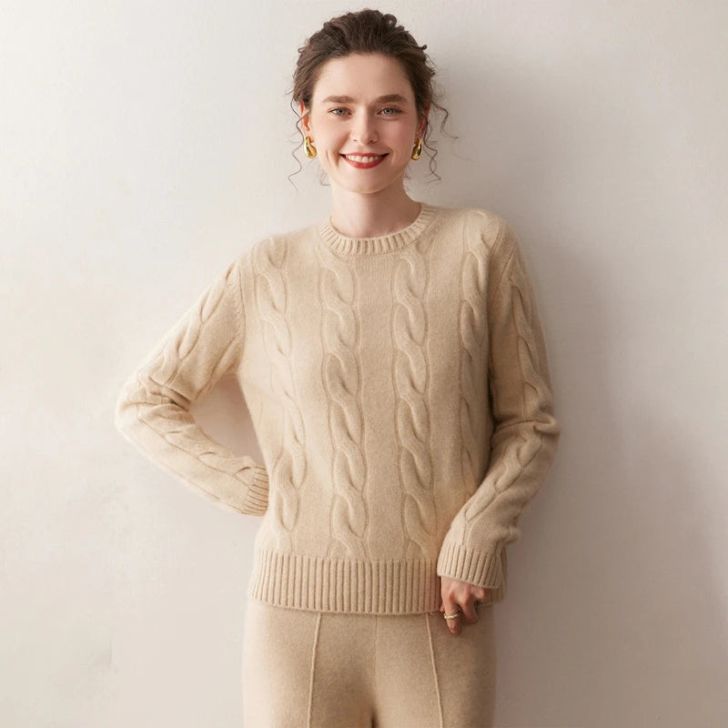 Pure Cashmere Cable Knit Sweater