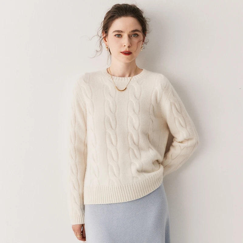 Pure Cashmere Cable Knit Sweater