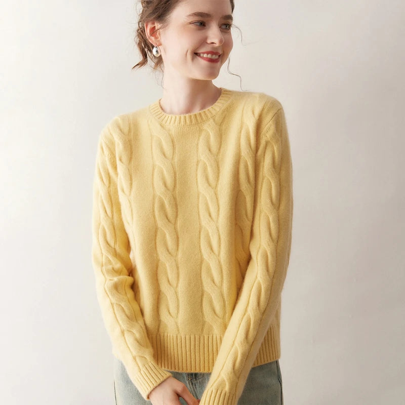 Pure Cashmere Cable Knit Sweater