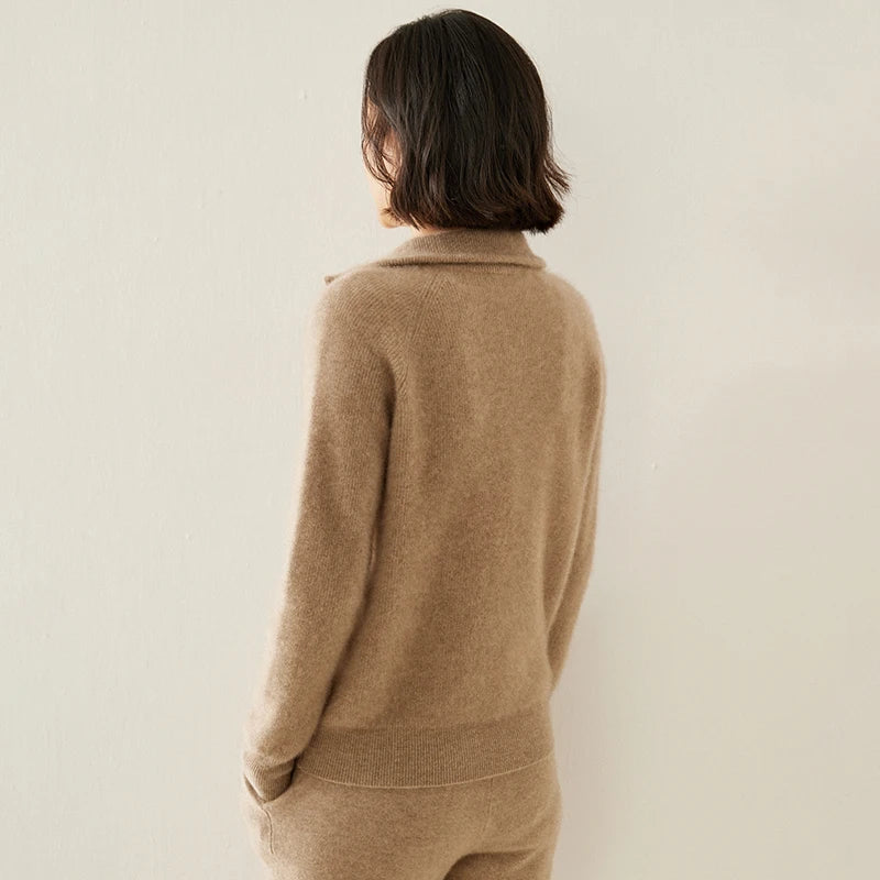 Pure Cashmere Half-Zip Knitted Pullover