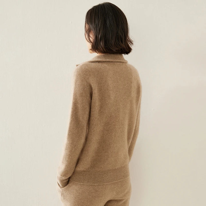 Pure Cashmere Half-Zip Knitted Pullover