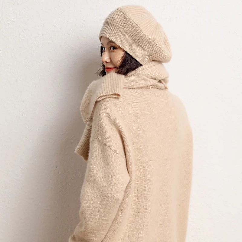 Pure Cashmere Knit Beret Hat