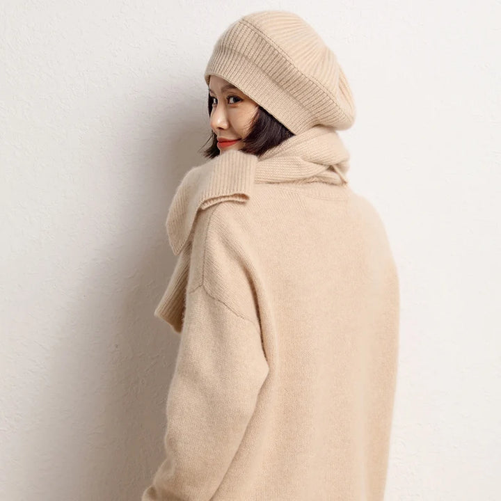 Pure Cashmere Knit Beret Hat