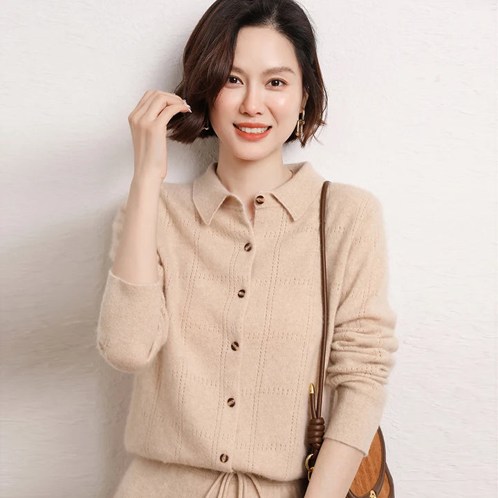 Pure Cashmere Knit Cardigan Shirt