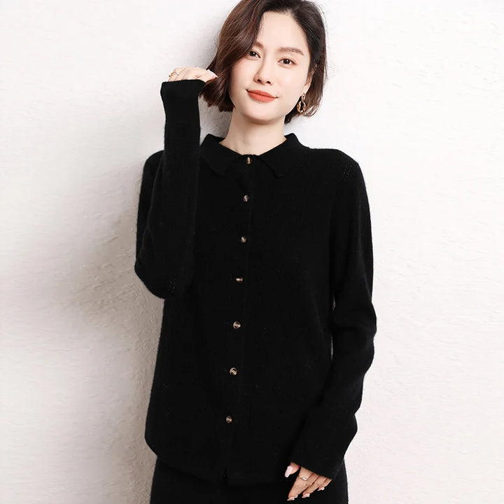 Pure Cashmere Knit Cardigan Shirt