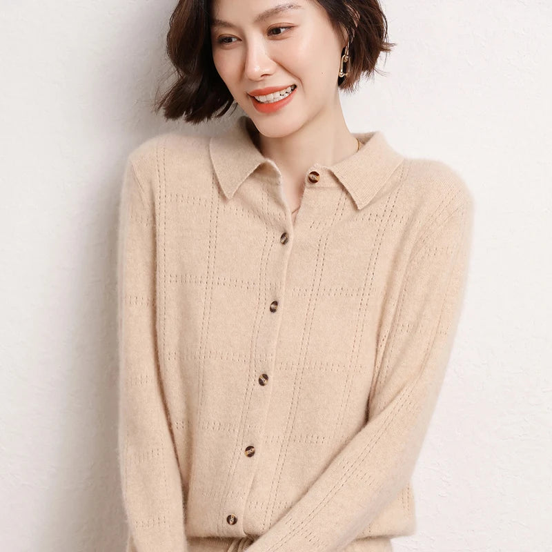 Pure Cashmere Knit Cardigan Shirt