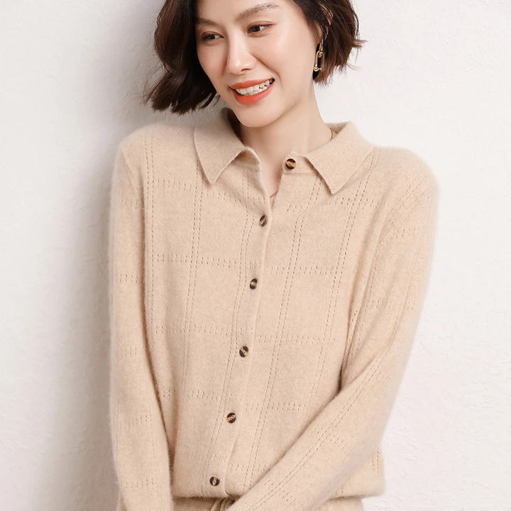 Pure Cashmere Knit Cardigan Shirt