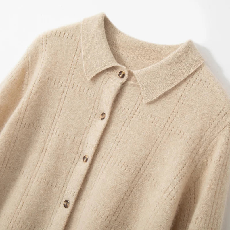 Pure Cashmere Knit Cardigan Shirt