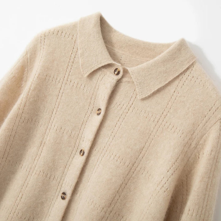 Pure Cashmere Knit Cardigan Shirt