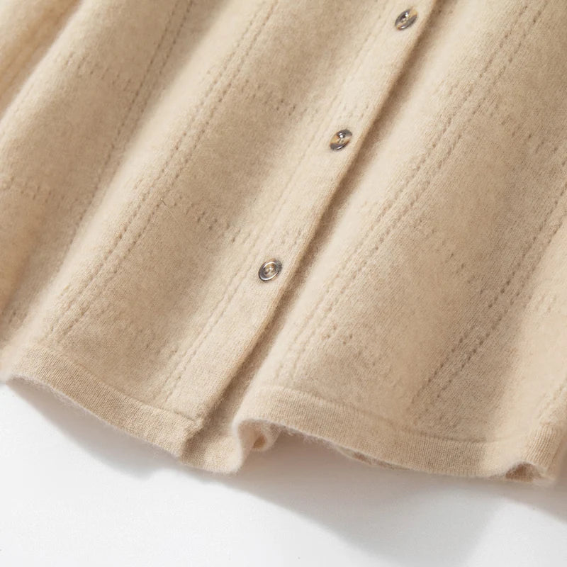 Pure Cashmere Knit Cardigan Shirt