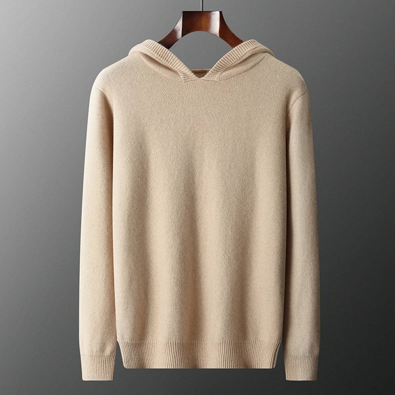 Pure Cashmere Knit Hooded Pullover