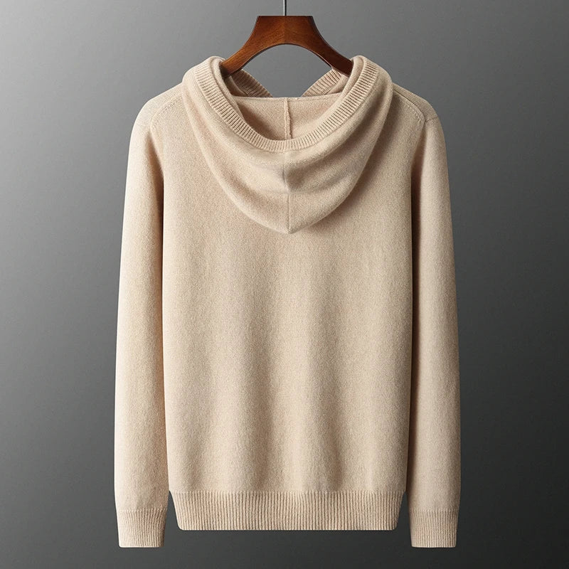 Pure Cashmere Knit Hooded Pullover