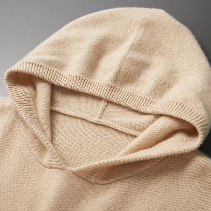 Pure Cashmere Knit Hooded Pullover