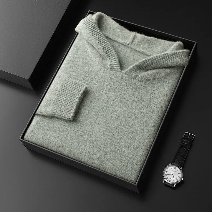 Pure Cashmere Knit Hooded Pullover