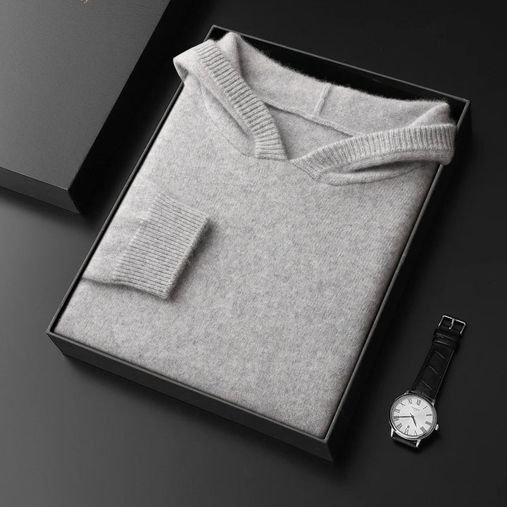 Pure Cashmere Knit Hooded Pullover