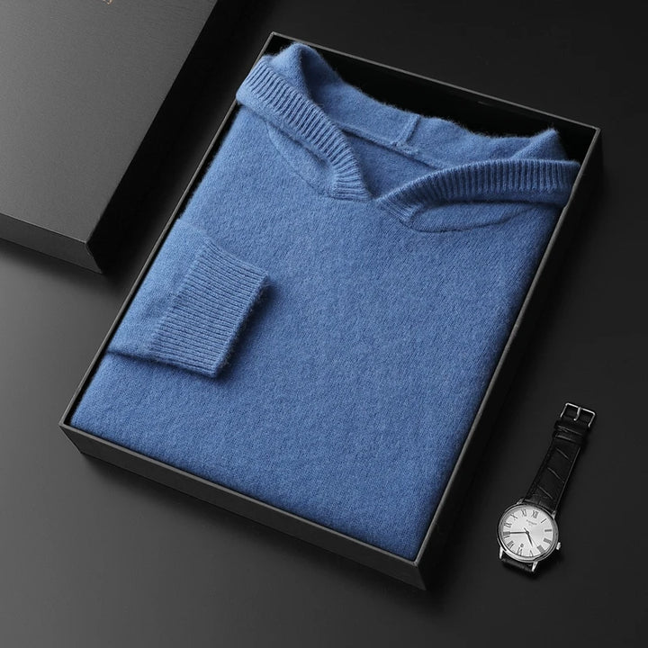 Pure Cashmere Knit Hooded Pullover