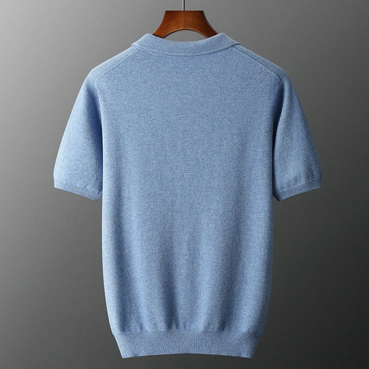 Pure Cashmere Knitted Polo Collar T-Shirt