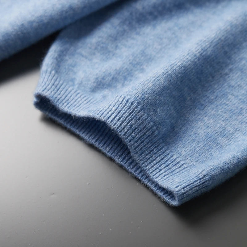Pure Cashmere Knitted Polo Collar T-Shirt