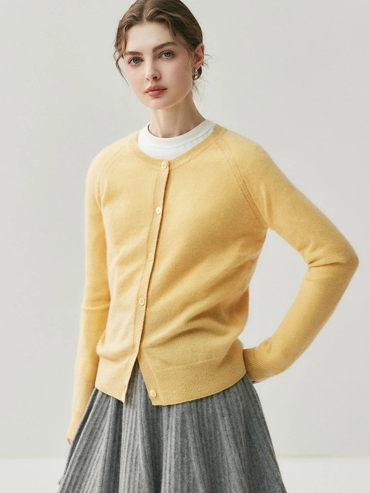 Pure Cashmere Round Neck Cardigan