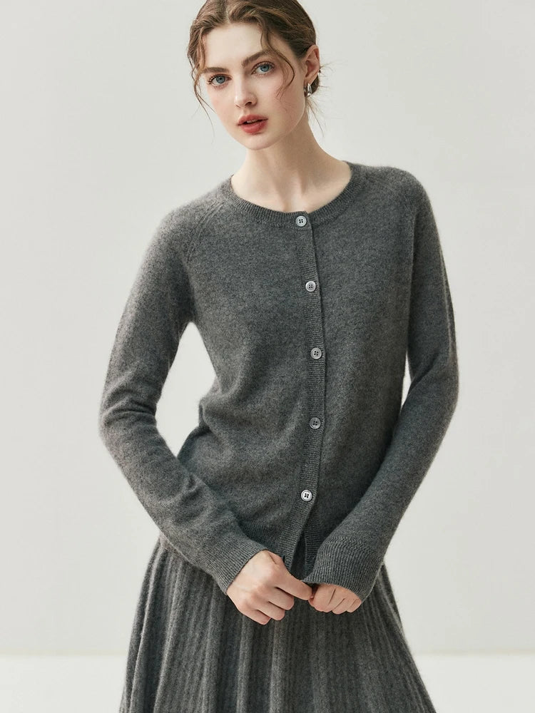 Pure Cashmere Round Neck Cardigan