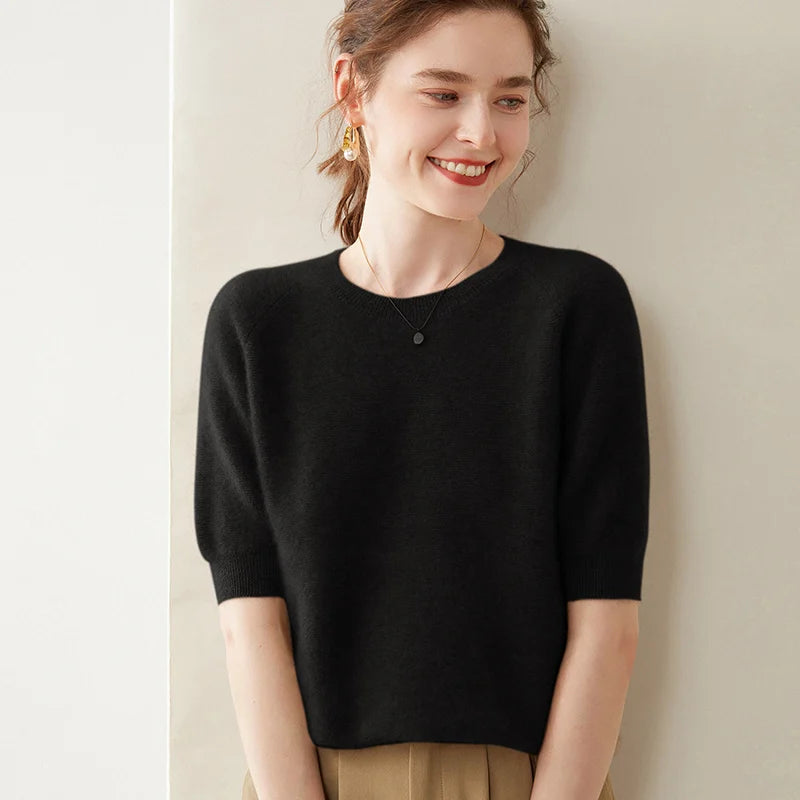 Pure Cashmere Short Sleeve Sweater