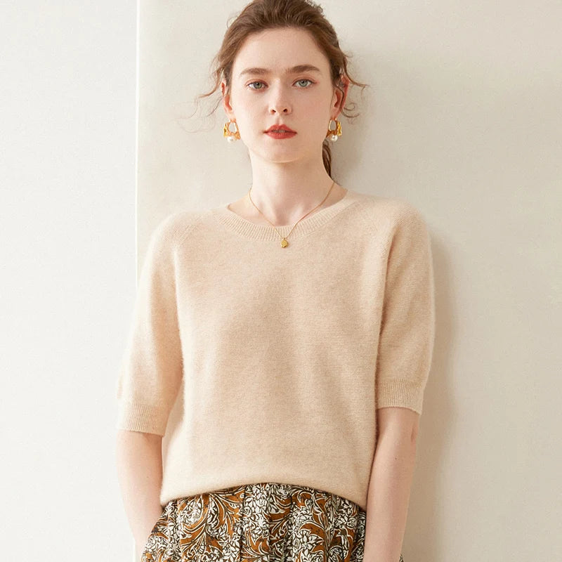 Pure Cashmere Short Sleeve Sweater