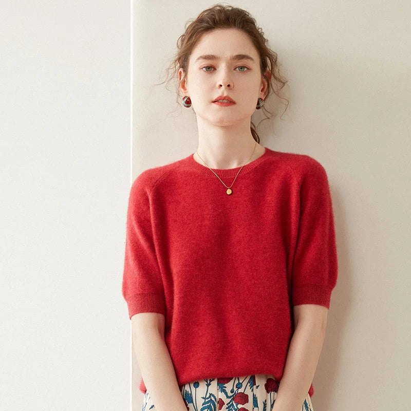 Pure Cashmere Short Sleeve Sweater