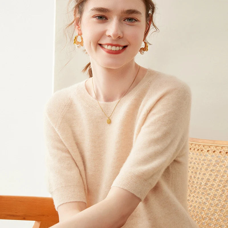 Pure Cashmere Short Sleeve Sweater
