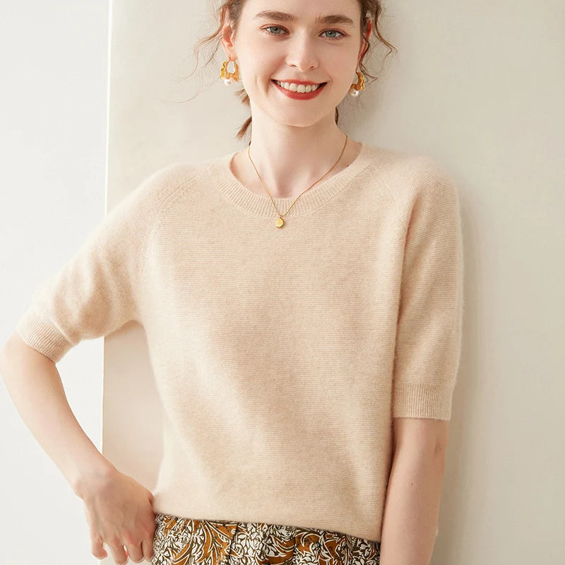 Pure Cashmere Short Sleeve Sweater