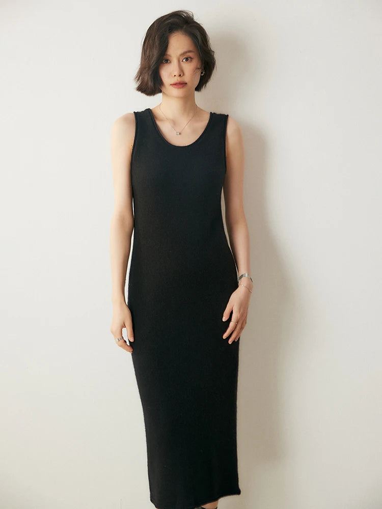 Pure Cashmere Sleeveless Maxi Dress