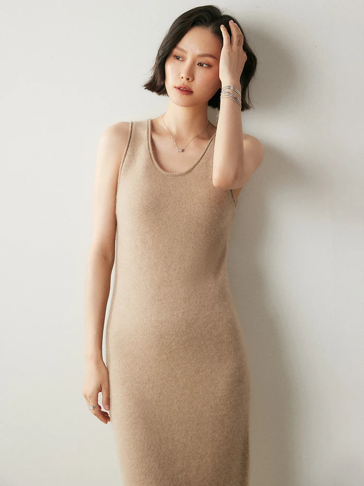 Pure Cashmere Sleeveless Maxi Dress