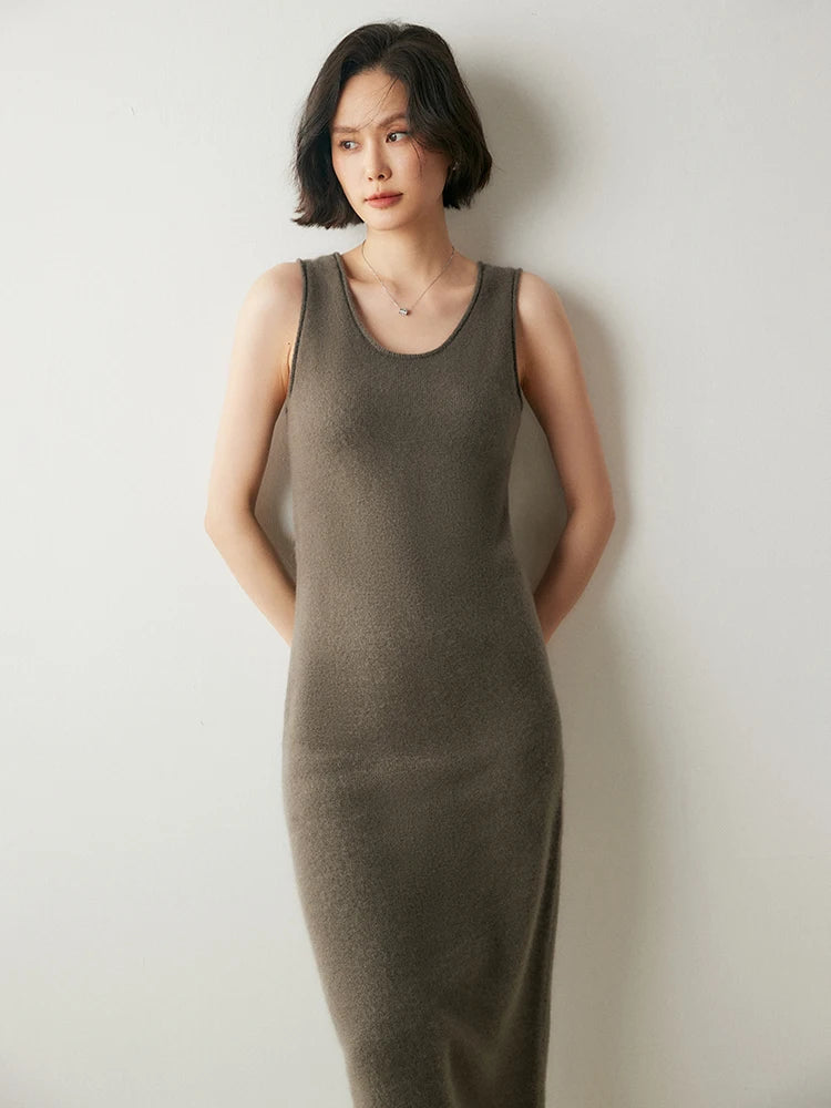 Pure Cashmere Sleeveless Maxi Dress