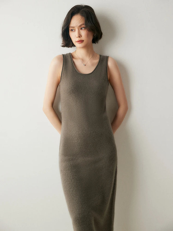 Pure Cashmere Sleeveless Maxi Dress