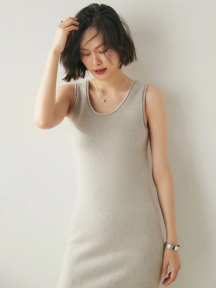 Pure Cashmere Sleeveless Maxi Dress