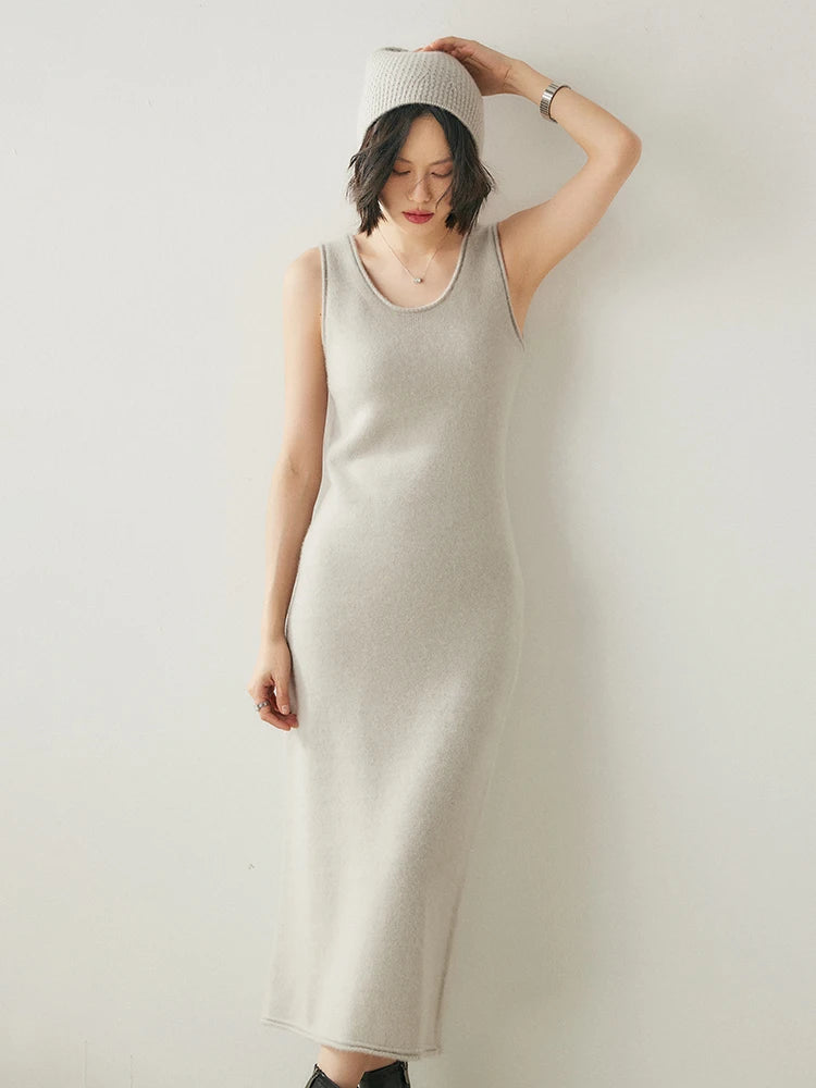 Pure Cashmere Sleeveless Maxi Dress