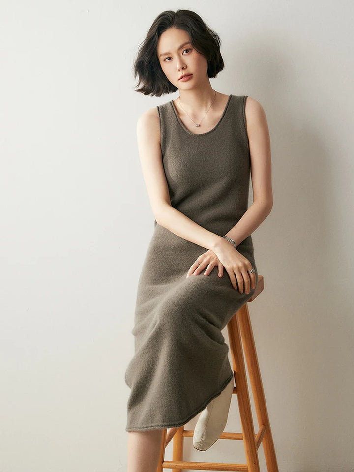 Pure Cashmere Sleeveless Maxi Dress