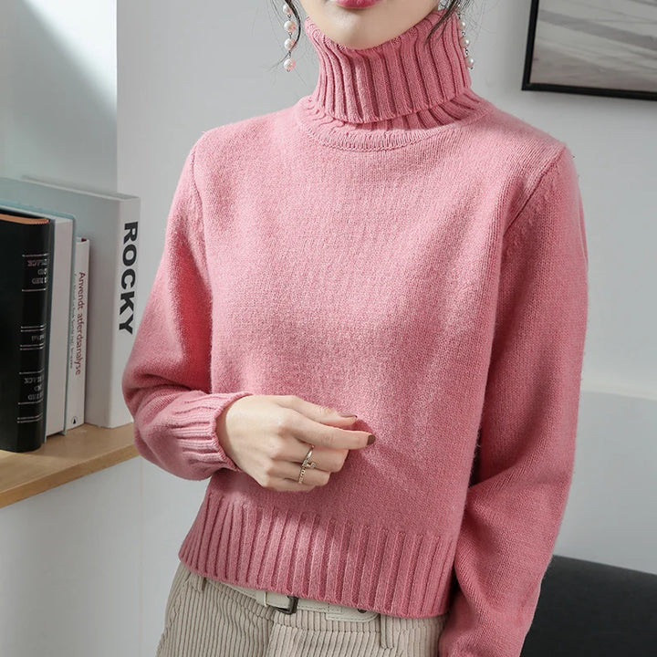 Pure Merino Wool Sweater High-Neck Pullover