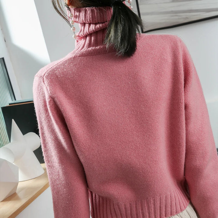 Pure Merino Wool Sweater High-Neck Pullover
