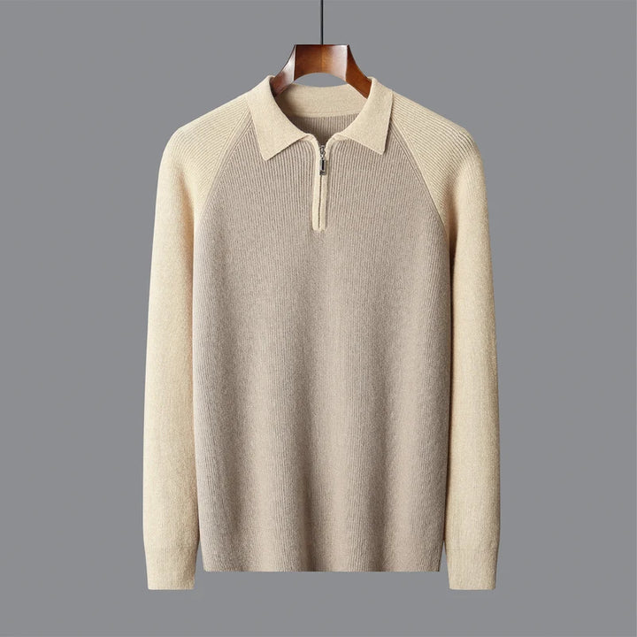Men's 100% Pure Wool Polo Collar Sweater