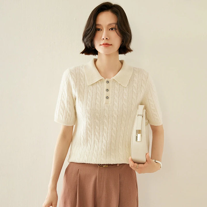 Pure cashmere Polo Knit Sweater