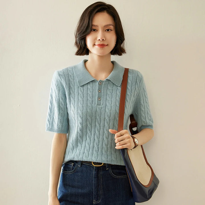 Pure cashmere Polo Knit Sweater